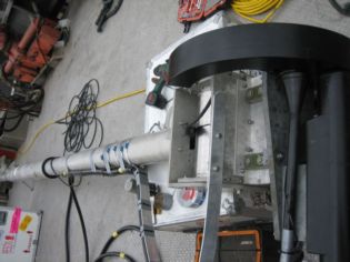 Reson SeaBat 8111 mounted on pole with additional sensors Octans & SVP-70